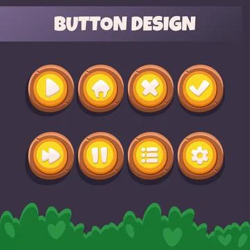 Game ui set of Buttons. GUI design to build 2D games. Can be used in the pr.. Ilustración de archivo