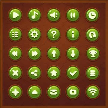 Game UI set buttons interface Stock Illustration