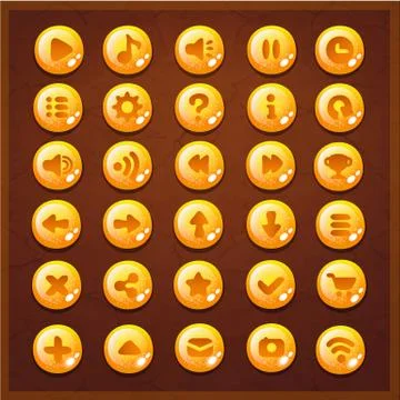 Game UI set buttons interface Stock Illustration