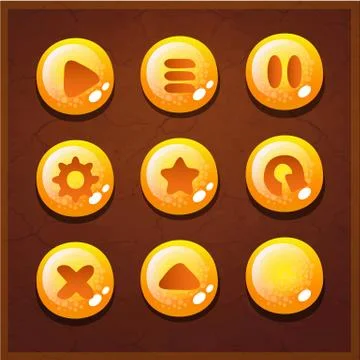 Game UI set buttons interface Stock Illustration