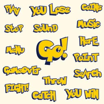 Game UI typography design set vector Stock Illustration