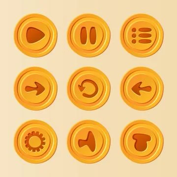 Game ui - vector set of buttons for mobile game or app Stock Illustration