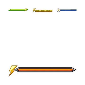 Game user interface elements energy power bars Stock Illustration