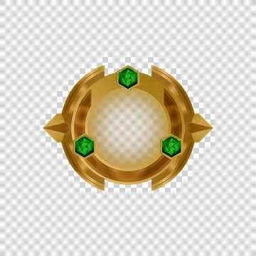 Game user interface gold blank round badge with diamond element concept Stock Illustration