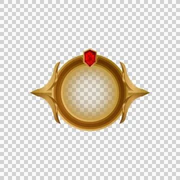 Game user interface gold blank round badge with diamond element graphic Illustrazione stock