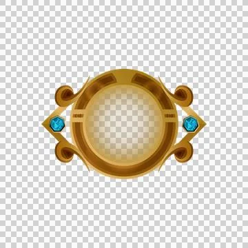 Game user interface gold blank round badge with diamond element design Stock Illustration