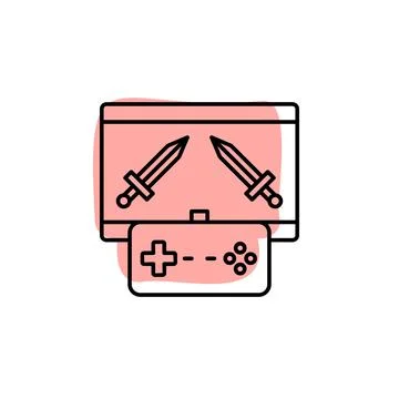 Game, vs, wars, game controller with color shadow vector icon in esport set Illustrazione stock