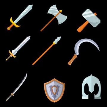 Game Weapon Item Pack Stock Illustration