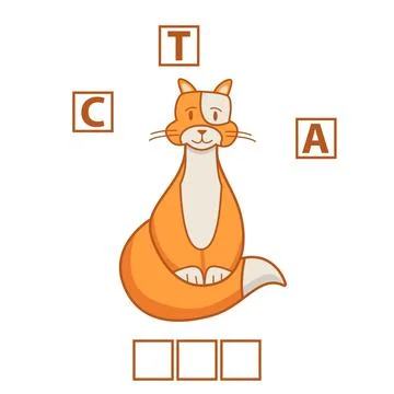 Game words puzzle cat.Education developing child.Riddle for preschool. Stock Illustration