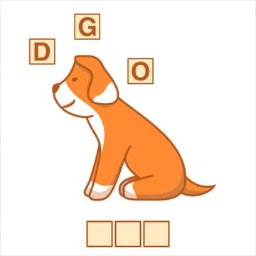 Game words puzzle dog.Education developing child.Riddle for preschool. Stock Illustration