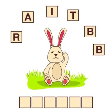 Game words puzzle rabbit.Education developing child.Riddle for preschool. Stock Illustration