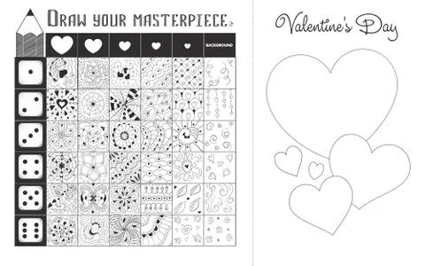 Game zentangle elements Valentine black 스톡 일러스트
