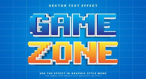 Game Zone Pixel editable text effect Stock Illustration