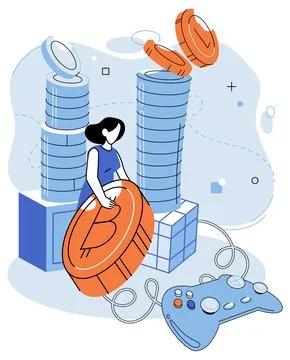 Gamefi vector illustration. The future gaming lies in integration blockchain  Stock Illustration