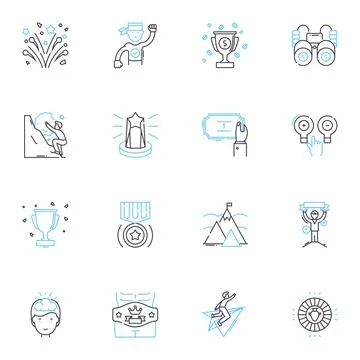 Gameification linear icons set. Engagement, Motivation, Rewards, Incentives Stock Illustration