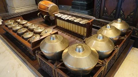Gamelan is traditional music instrument in java. Fotos Stock