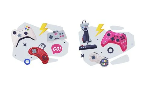 Gamepad and Game Controller as Input Device for Video Game Console Vector Stock Illustration