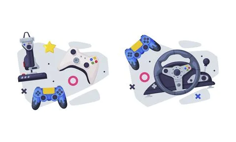 Gamepad and Game Controller as Input Device for Video Game Console Vector Illustrazione stock
