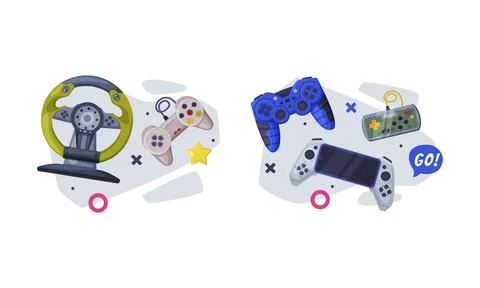 Gamepad and Game Controller as Input Device for Video Game Console Vector 스톡 일러스트