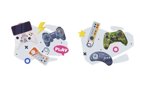 Gamepad and Game Controller as Input Device for Video Game Console Vector Illustrazione stock