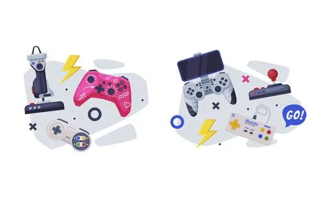 Gamepad and Game Controller as Input Device for Video Game Console Vector 스톡 일러스트