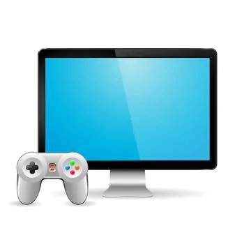 Gamepad and modern computer display with empty blank screen イラスト素材