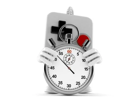 Gamepad character with stopwatch Stock Illustration