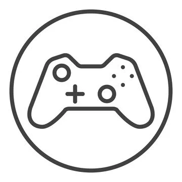 Gamepad in Circle vector Gaming Device icon or sign in thin line style Stock Illustration