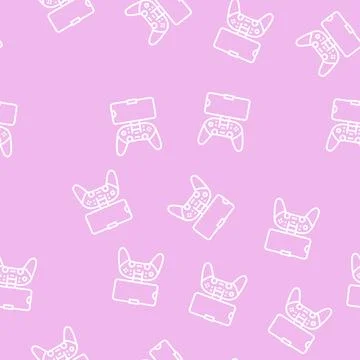 Gamepad controller for phone line seamless pattern Stock Illustration