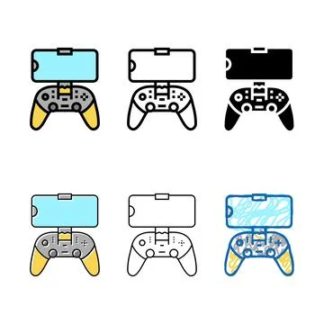 Gamepad controller for phone set color icon vector Stock Illustration