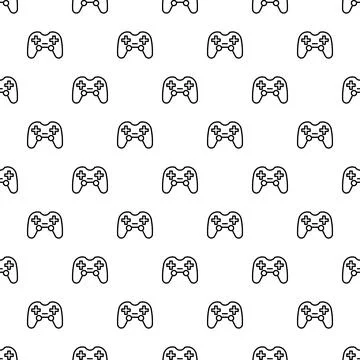 Gamepad controllers black outline seamless pattern Illustrazione stock