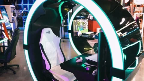 Gamepad full immersion in the game virtual reality neon light 스톡 동영상 210445505