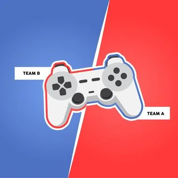 Gamepad from game console. it plays team A and team B. Flat vector illustrati 库存插图