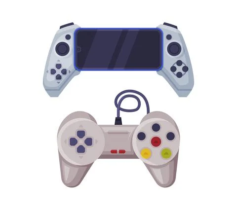 Gamepad as Game Controller and Input Device for Video Game Console Vector Set Illustrazione stock