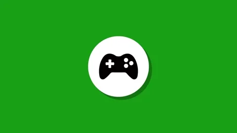 Gamepad icon animation on a white circle with shadow on a green background .. Stock Footage 327762637