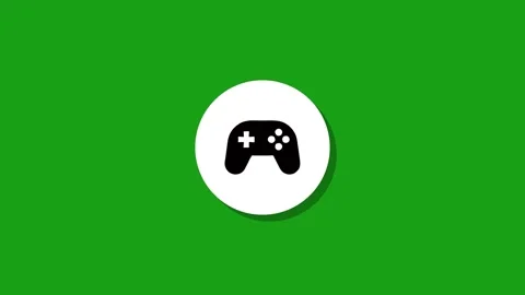 Gamepad icon appears and remains centered in a white circle on a vibrant gr.. Stock Footage 327762638