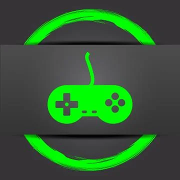 Gamepad icon. Internet button with green on grey background.. Stock Illustration