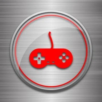 Gamepad icon. Internet button on metallic background.. Stock Illustration