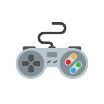 Gamepad isolated on white background, vector icon. Retro video game controllers Illustrazione stock