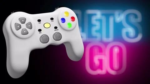 Gamepad Joystick with Let's Go Text Background Видео 346740333
