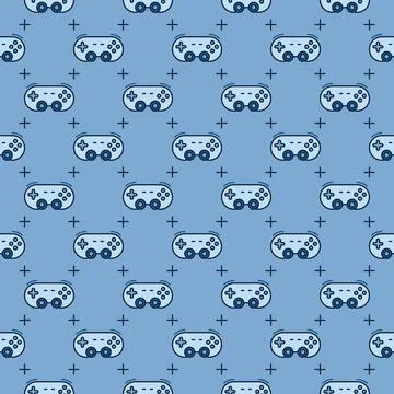 Gamepad or Game Controller vector colored seamless pattern Illustrazione stock
