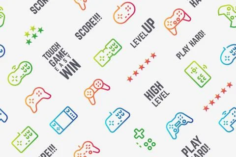 Gamepad pattern. Seamless texture with console videogame controllers and game Stockillustratie