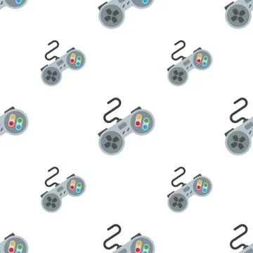 Gamepad pattern on white background. Retro video game controllers seamless イラスト素材