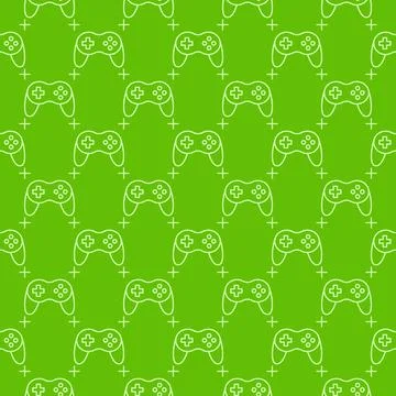 Gamepad for PC vector Wireless Game Controller green seamless pattern in th.. Stock Illustration