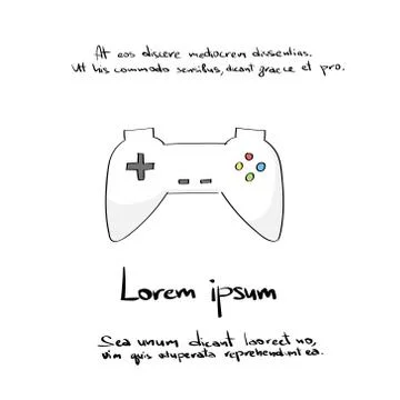 Gamepad Play Controller Hand Draw Color Icon Stock Illustration