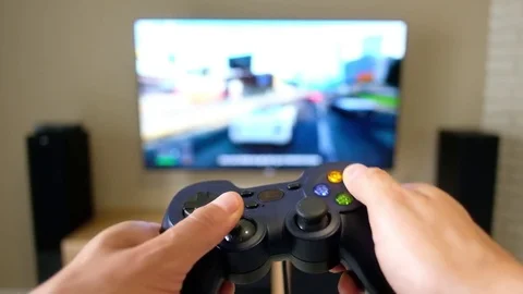 Gamepad in the player's hands Stock Footage 82035005