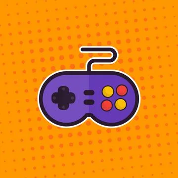 Gamepad, retro game controller vector sticker 스톡 일러스트