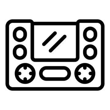 Gamepad with screen icon outline vector. Game accessory Illustrazione stock