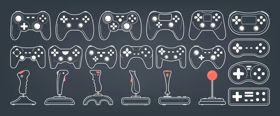 Gamepad set. Collection of console controller of various shape Stock Illustration