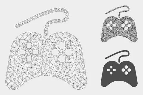 Gamepad Vector Mesh Wire Frame Model and Triangle Mosaic Icon Illustrazione stock
